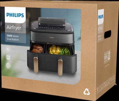 Philips 5000 Series Dual Basket airfyer höyryllä NA552/00 (musta)