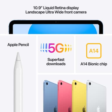 iPad 10,9" 64GB 5G (sininen), sis. laturi