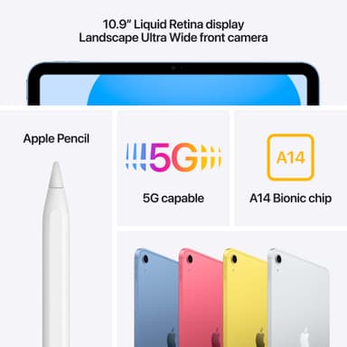 iPad 10,9" 64GB 5G (sininen), sis. laturi