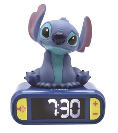 Disney Stitch Herätyskello yövalolla ja äänellä.