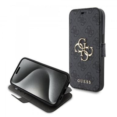 Guess iPhone 15 Kotelo 4G Logo Harmaa