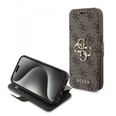 Guess iPhone 15 Pro Max Kotelo 4G Logo Ruskea