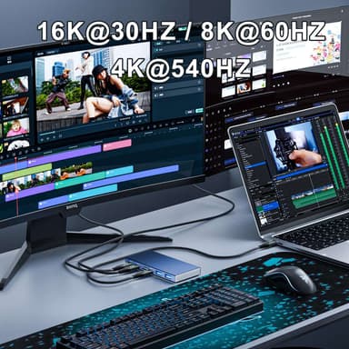 NÖRDIC 50cm Thunderbolt 5 kaapeli 80Gbps tietojen siirto 240W lataus 120Gbps kaistanleveys 16K60Hz 8K60Hz 4K540Hz