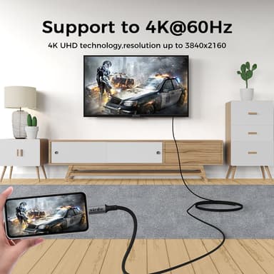 NÖRDIC 5m USB 3.2 Gen 2 USB-C - C nylon punottu kaapeli PD3.1 240W 20G 4K60Hz harmaa