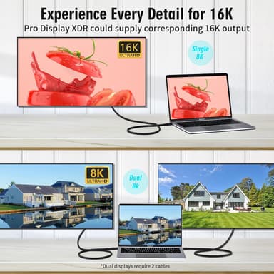 NÖRDIC 50cm Thunderbolt 5 kaapeli 80Gbps tietojen siirto 240W lataus 120Gbps kaistanleveys 16K60Hz 8K60Hz 4K540Hz