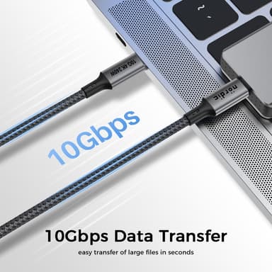 NÖRDIC 5m USB 3.2 Gen 2 USB-C - C nylon punottu kaapeli PD3.1 240W 20G 4K60Hz harmaa