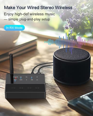 NÖRDIC Bluetooth 5.3 Vastaanotin Lähetin aptX aptX HD kahdelle kuulokkeelle, AUX/RCA