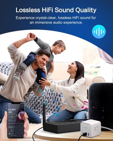 NÖRDIC Bluetooth 5.3 Vastaanotin Lähetin aptX aptX HD kahdelle kuulokkeelle, AUX/RCA