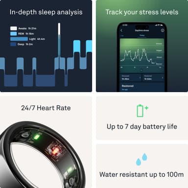 Oura Ring Gen3 Horizon älysormus koko 8 (musta)