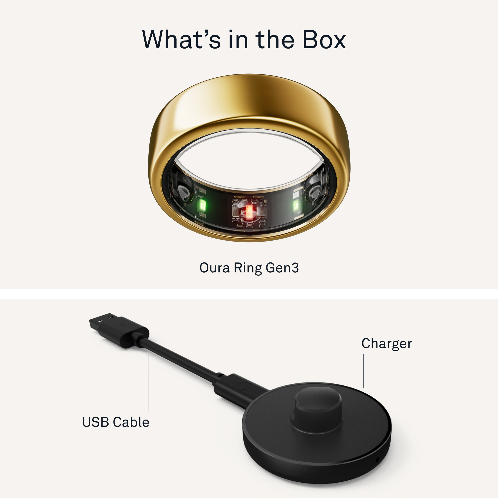 Oura Ring Gen3 Horizon älysormus koko 8 (kulta)