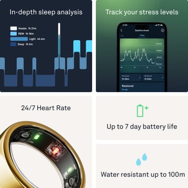 Oura Ring Gen3 Horizon älysormus koko 7 (kulta)