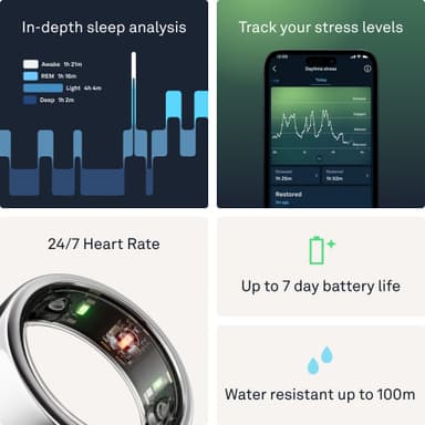 Oura Ring Gen3 Horizon älysormus koko 8 (hopea)