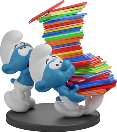 Plastoy Smurf keräilyfiguuri (Smurf with Stack of Comics)