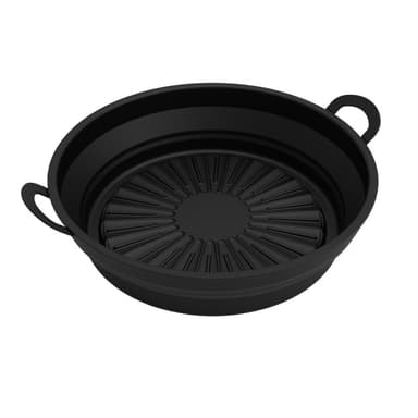 Kokoontaitettava pyöreä silikonikulho Air Fryerille Musta 21.6 cm