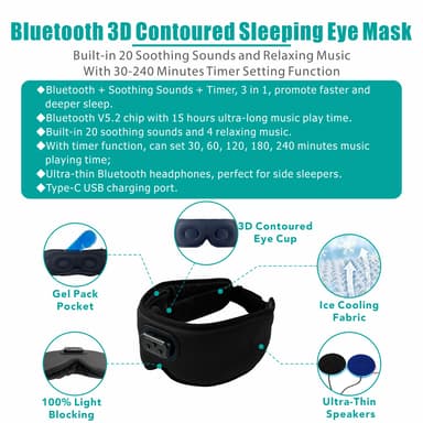 3D Bluetooth uninaamio Musta