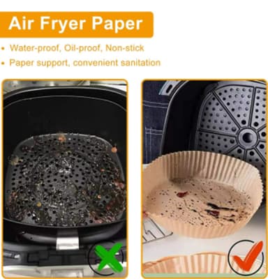 Air Fryer kertakäyttöpaperi rasvakeittimiin 100 kpl Ruskea 23 cm