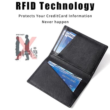 Ristikuvioinen RFID-suojaus taitettava lompakko aitoa nahkaa Musta