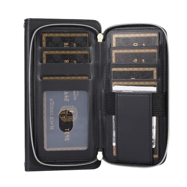 Vetoketjullinen Flip Phone Case -lompakkokotelo luottokorttipaikoilla Samsungille Musta Samsung S21 Plus