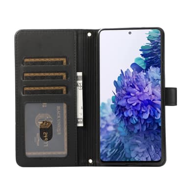 Vetoketjullinen Flip Phone Case -lompakkokotelo luottokorttipaikoilla Samsungille Musta Samsung S21 Plus