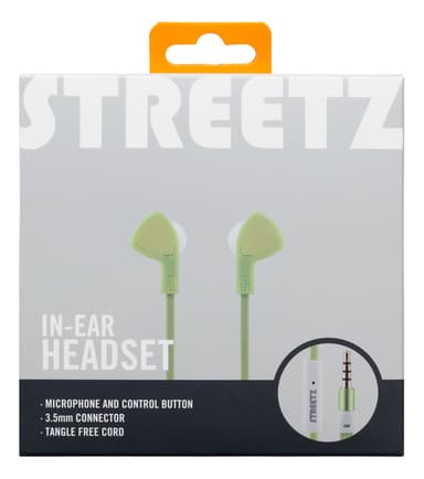 E110 In-ear headset, 1-button remote, 3.5mm, mic, lime gre