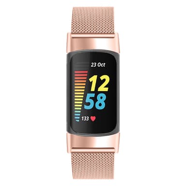 Fitbit Charge 5 ranneke ruostumattomasta teräksestä ruusukulta