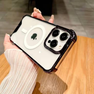 Iskunkestävä, sähköpinnoitettu magneettinen iPhone 14 -sarjan kotelo Musta iPhone 14 Pro Max