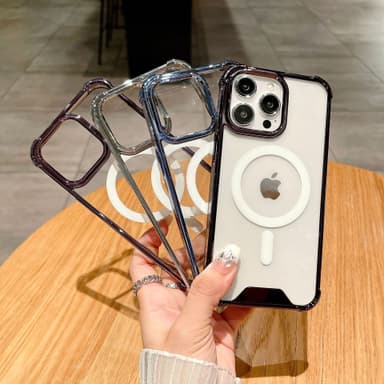 Iskunkestävä, sähköpinnoitettu magneettinen iPhone 14 -sarjan kotelo Musta iPhone 14 Pro Max