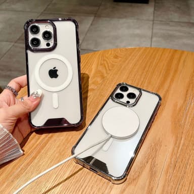 Iskunkestävä, sähköpinnoitettu magneettinen iPhone 14 -sarjan kotelo Musta iPhone 14 Pro Max