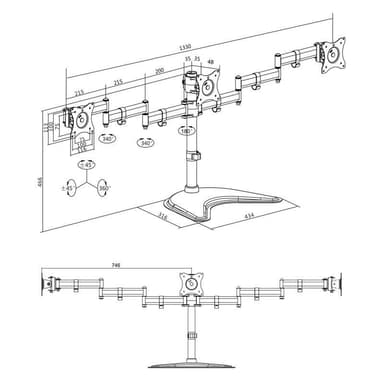 LogiLink Monitorställ/fot trippel 13-27