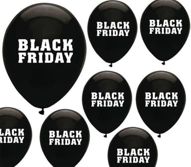 100-pakkaus Black Friday -ilmapalloja