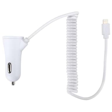 Billaddare till iPhone 5/6/7/8/X och iPad, 2.1A (Vit)