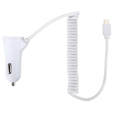 Billaddare till iPhone 5/6/7/8/X och iPad, 2.1A (Vit)