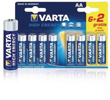 Varta Alkaliparisto AA 1.5 V High Energy 8-Monipakkaus