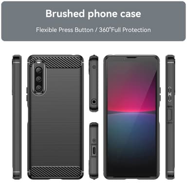 SKALO Sony Xperia 10 V Armor Carbon Iskunkestävä TPU suojakuori - Musta