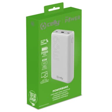 Celly PBPD65W20000 PowerBank PD 65W 20.000 mAh Vit