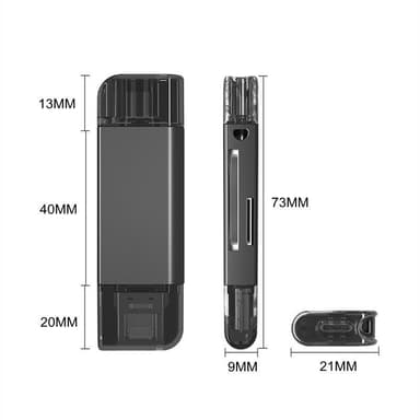 NÖRDIC OTG -kortinlukija 3 in 1 USB-C + Lightning + USB-A 3.0 -tuki SD / TF Micro SD -kortille Jopa 2TB 5Gbps