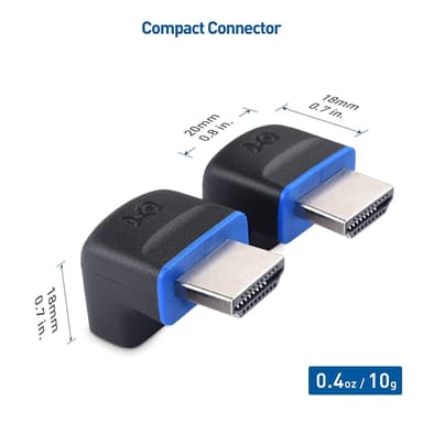 Cable Matters kulmassa oleva HDMI-sovitin 8K60Hz 4K120Hz HDR 2 kpl