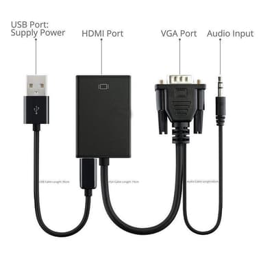 NÖRDIC VGA-HDMI-sovitin 1080p 60 Hz, HDCP 1.2