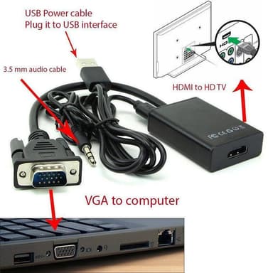 NÖRDIC VGA-HDMI-sovitin 1080p 60 Hz, HDCP 1.2