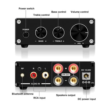 NÖRDIC Bluetooth 5.0 stereoaudiovahvistin, 2 x 50 W