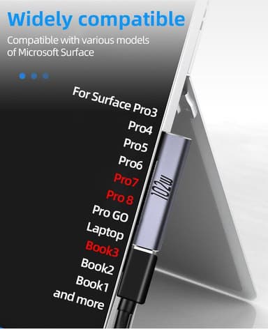 NÖRDIC USB-C lataussovitin Microsoft Surfacelle 15V 6.8A 102W
