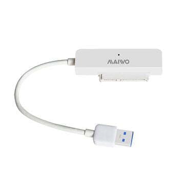 Maiwo K104 5 Gb/s USB3.1 2,5"" HDD/SSD SATA III -sovitin 10 cm kaapelilla, USB A ja läpinäkyvä muovinen kaappi
