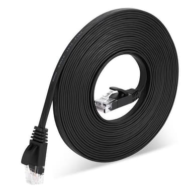 NÖRDIC Cat6 U/UTP litteä verkkokaapeli, 5 m, 250 MHz kaistanleveys ja 10 Gb/s lähetysnopeus, musta