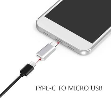 NÖRDIC sovitin Micro USB naaras–USB C uros, metallinmusta