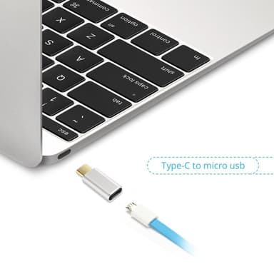 NÖRDIC sovitin Micro USB naaras–USB C uros, metallinmusta