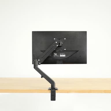NÖRDIC monitorivarren pöytäkiinnike, kaasujousi, yhdelle näytölle, 17""–27"", alumiini ja teräs, musta, näyttökiinnike