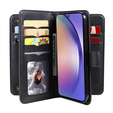 SKALO Samsung A55 5G 10-lokeroa Lompakkokotelo - Musta