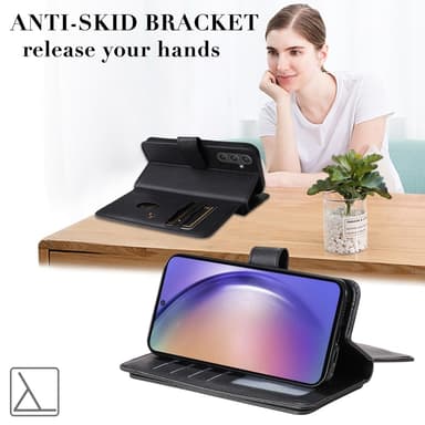 SKALO Samsung A55 5G 10-lokeroa Lompakkokotelo - Musta