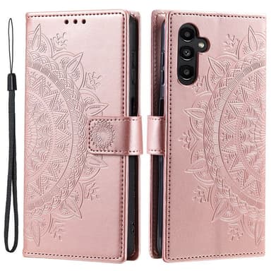 SKALO Samsung A55 5G Mandala lompakkokotelo - Ruusukulta