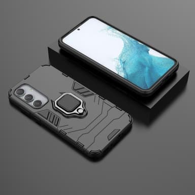 SKALO Samsung A35 5G Armor Hybridi metallirengas kuori - Musta
